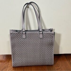 Patricia Nash Leather Ava Medium Woven Tote Stone